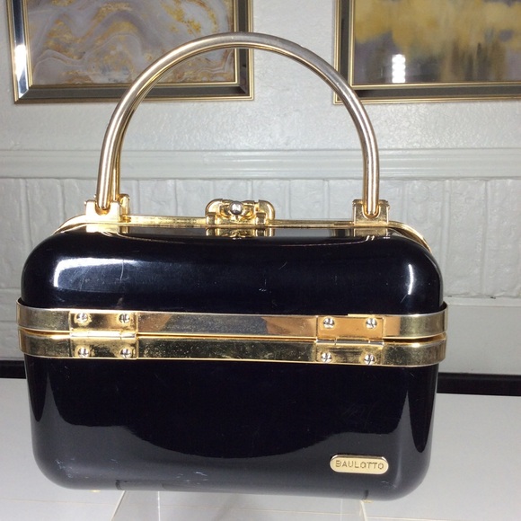 BAULOTTO Handbags - Baulotto Italian Bronze Lucite Handbag Designed Art Deco Box Purse Bag